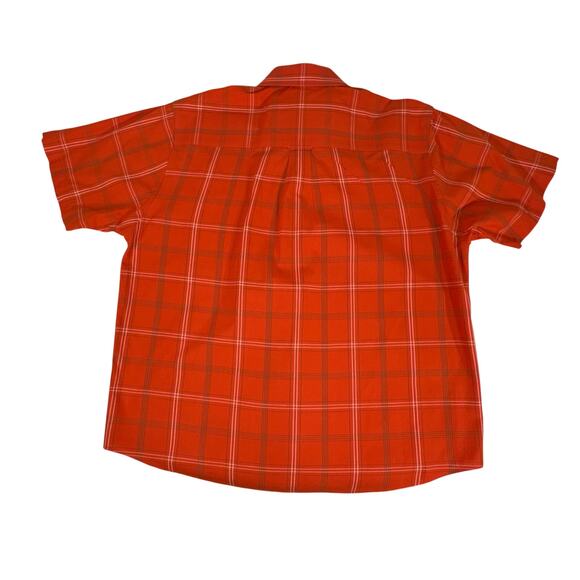 USTRC US Team Roping Championship Mens Button Up Shirt Size Large Orange Plaid - Picture 2 of 7